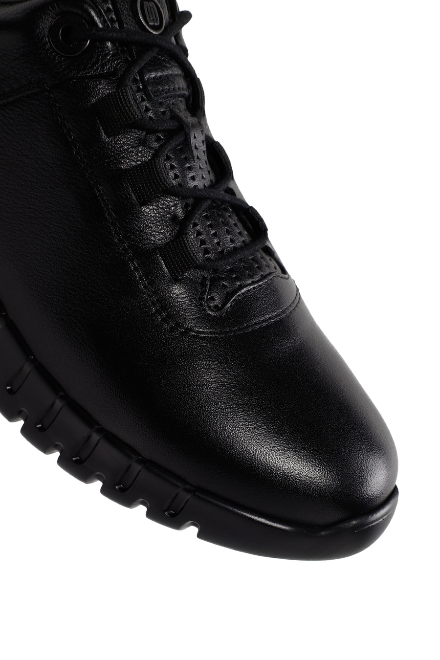 Erkek Siyah Bağcıklı Deri Sneaker