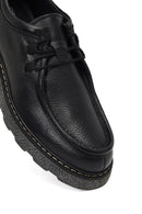 Male Black Lace-Up Thick-Soled Leather Casual Shoes | Derimod