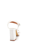 Women's White Printed Heeled Sandals | Derimod