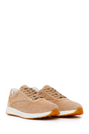 Woman Beige Lace-Up Suede Leather Sneaker | Derimod