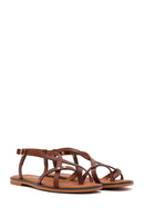 Women's Brown Buckle Thong Leather Bodrum Sandals | Derimod