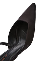 Women's Black Open Back Short Chunky Heel Fabric Shoes | Derimod