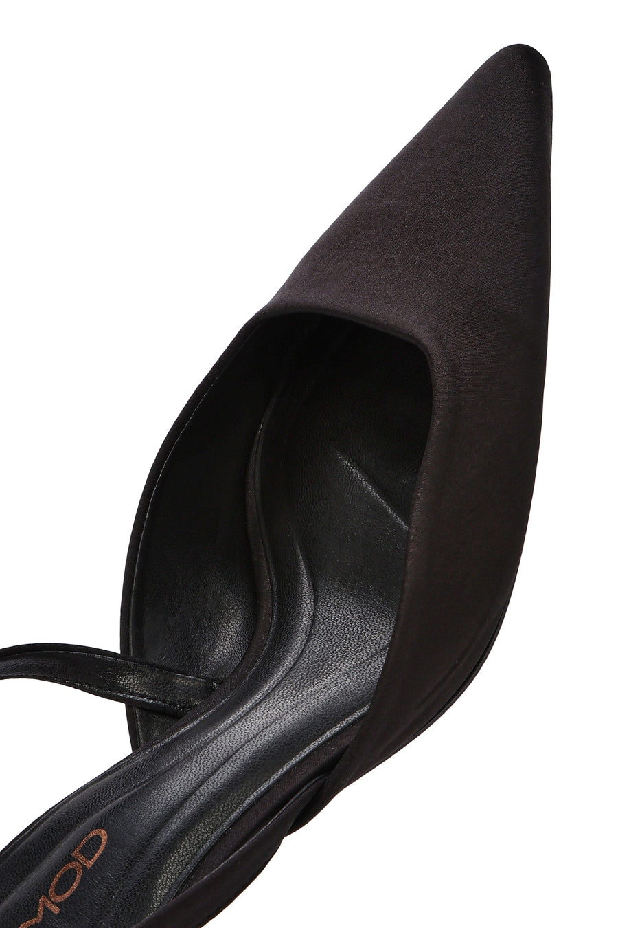 Women's Black Open Back Short Chunky Heel Fabric Shoes