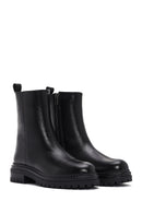 Woman Black Zip Closure Leather Boots | Derimod
