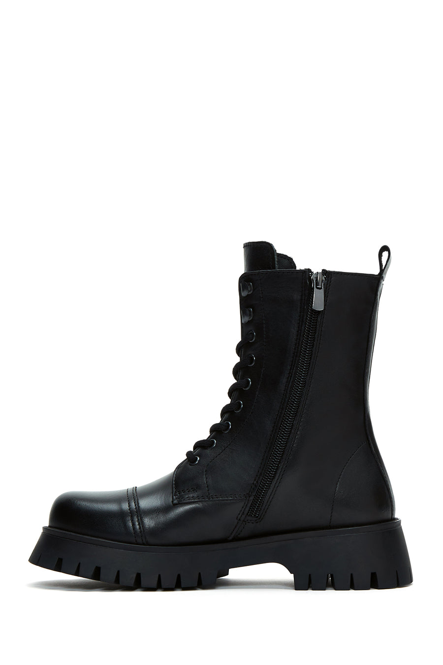Women's Black Leather Boots with Pocket Detail