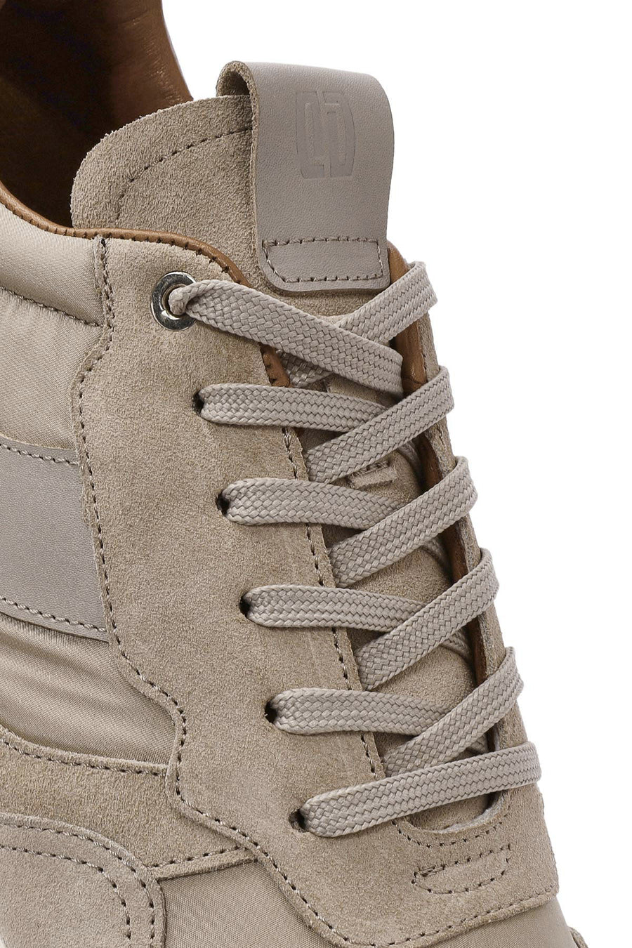 Erkek Bej Bağcıklı Deri Sneaker