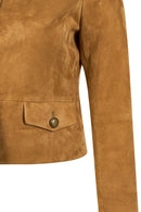 Almira Woman Camel Short Suede Leather Jacket | Derimod