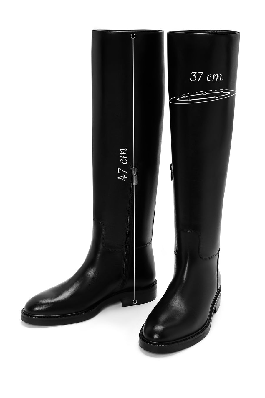 Women's Black Zippered Leather Boots