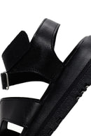 Women's Black Leather Comfort Sandals | Derimod