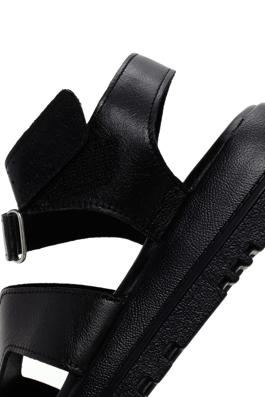 Women's Black Leather Comfort Sandals