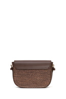 Woman Brown Long-Strap Wicker Crossbody Bag | Derimod