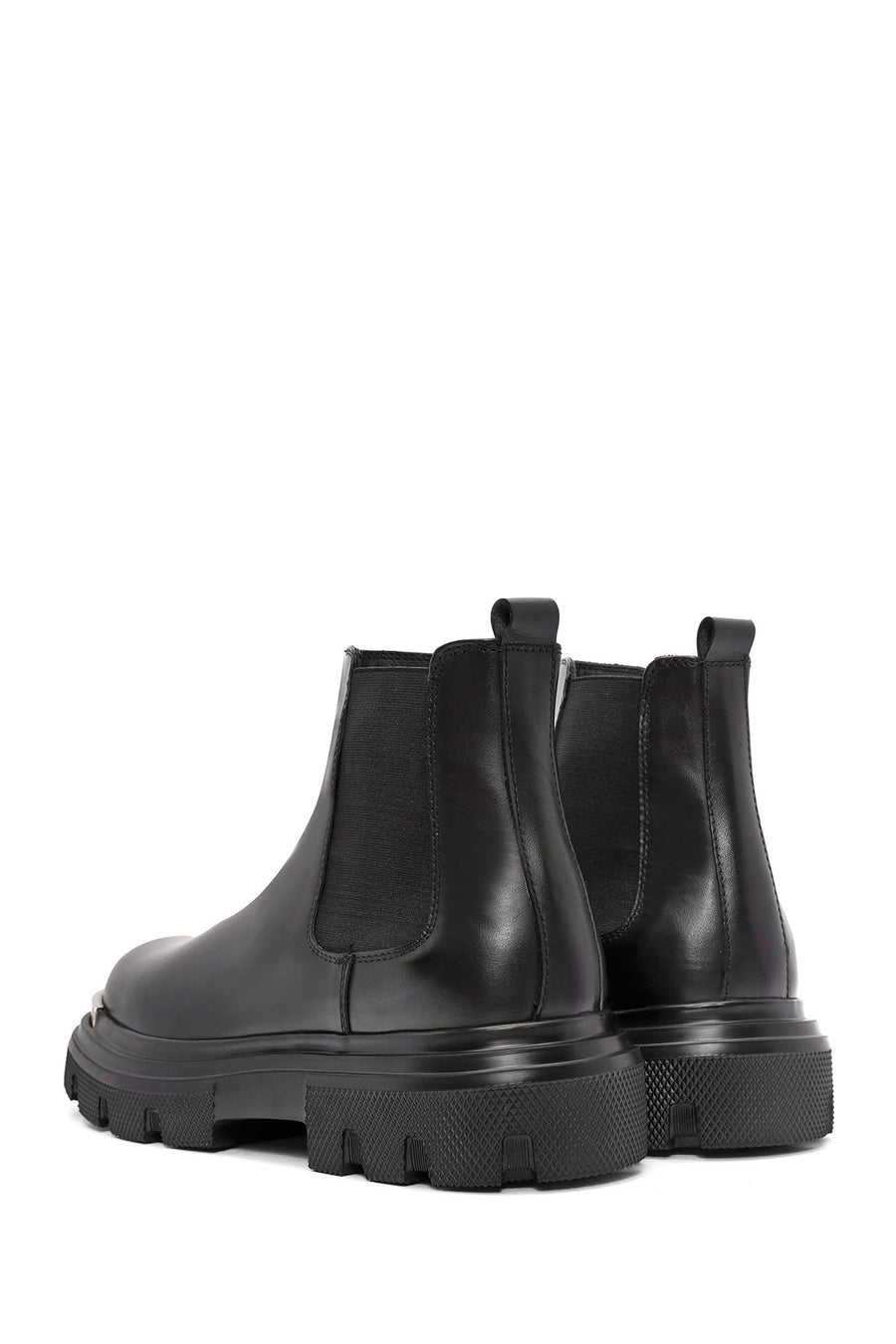 
Men's Black Metal Detailed Leather Chelsea Boot

