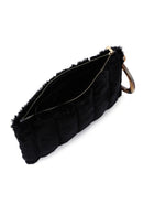 Women's Black Chain Strap Plush Clutch Bag | Derimod