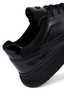 Erkek Siyah Bağcıklı Deri Casual Sneaker | Derimod