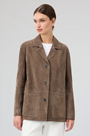 Gloria Women's Mink Oversize Suede Leather Jacket | Derimod