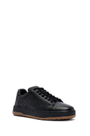 Erkek Siyah Bağcıklı Deri Sneaker | Derimod