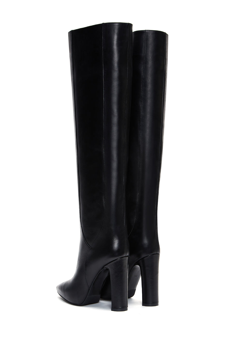 Women's Black Leather Heeled Boots