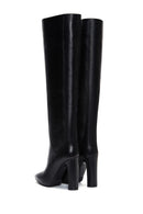 Women's Black Leather Classic Heeled Boots | Derimod