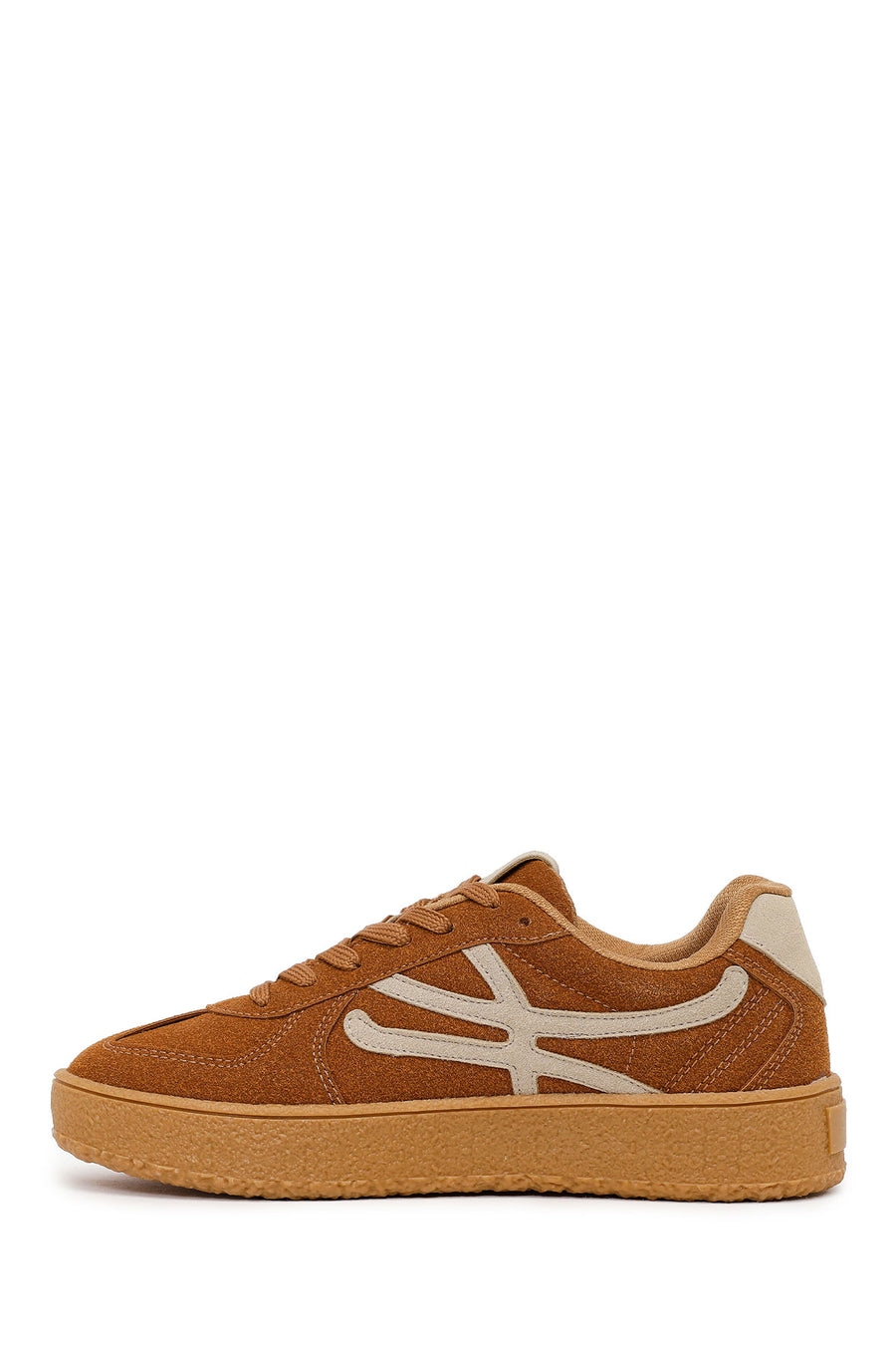 Kadın Taba Bağcıklı Süet Sneaker