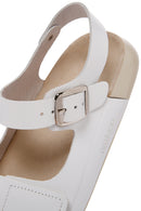 Women's White Ankle Strap Leather Comfort Sandals | Derimod