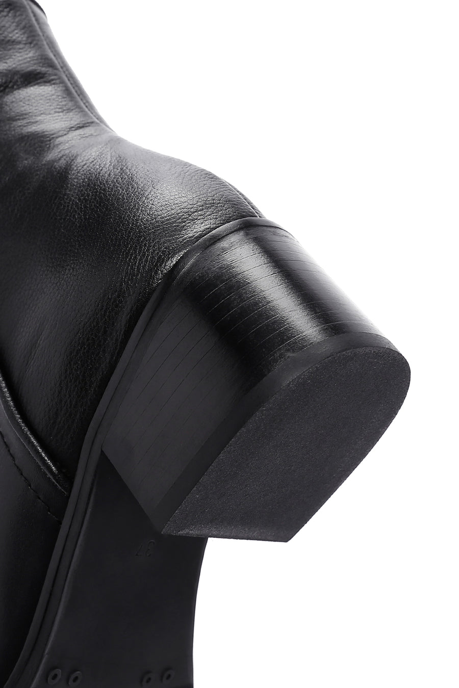 Women's Black Leather Zippered Boots