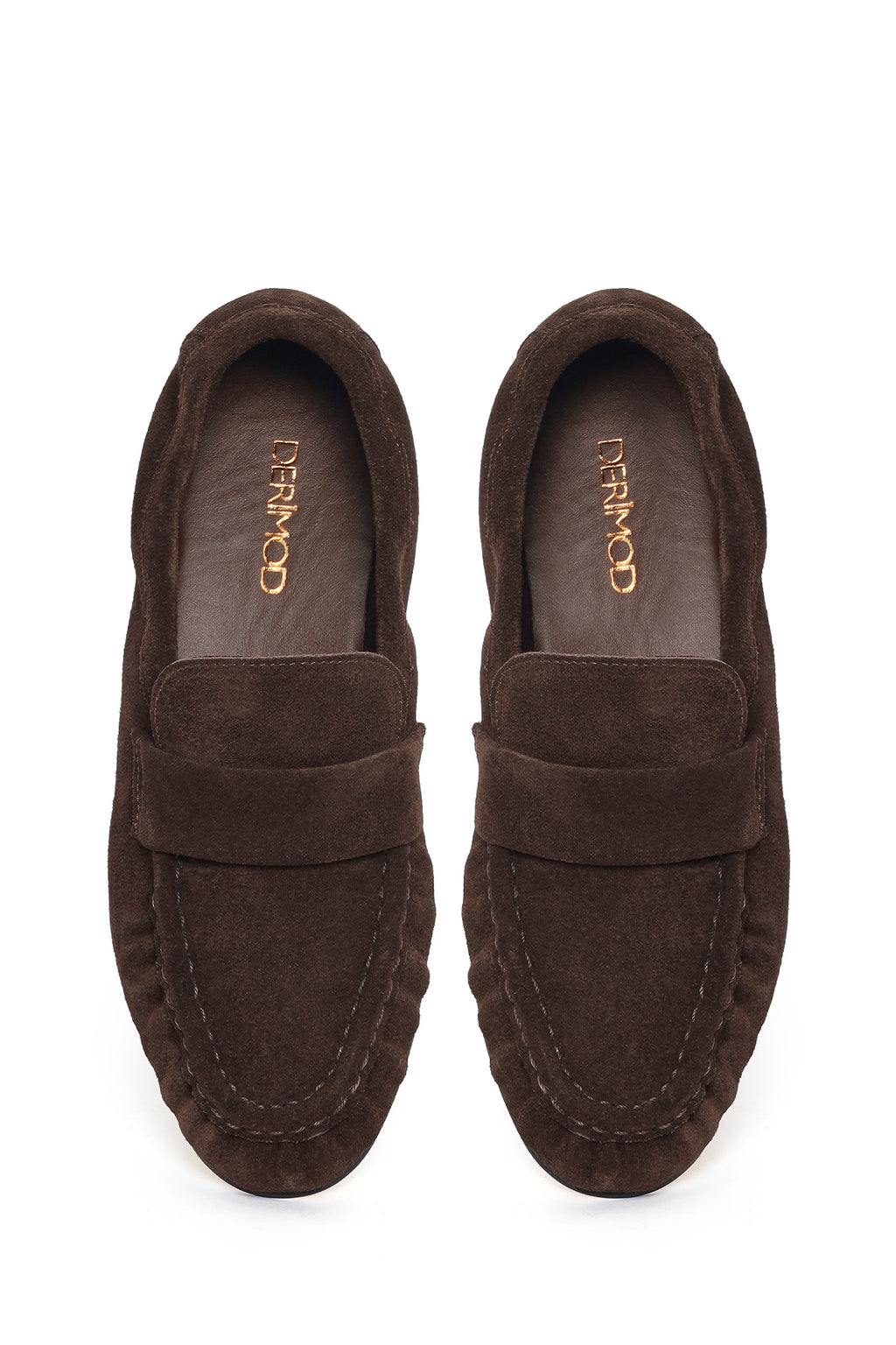 Kadın Kahverengi Süet Deri Maskülen Loafer