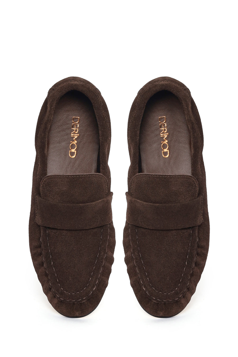 Kadın Kahverengi Süet Deri Maskülen Loafer