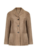 Luna Woman Beige Blazer Suede Jacket | Derimod
