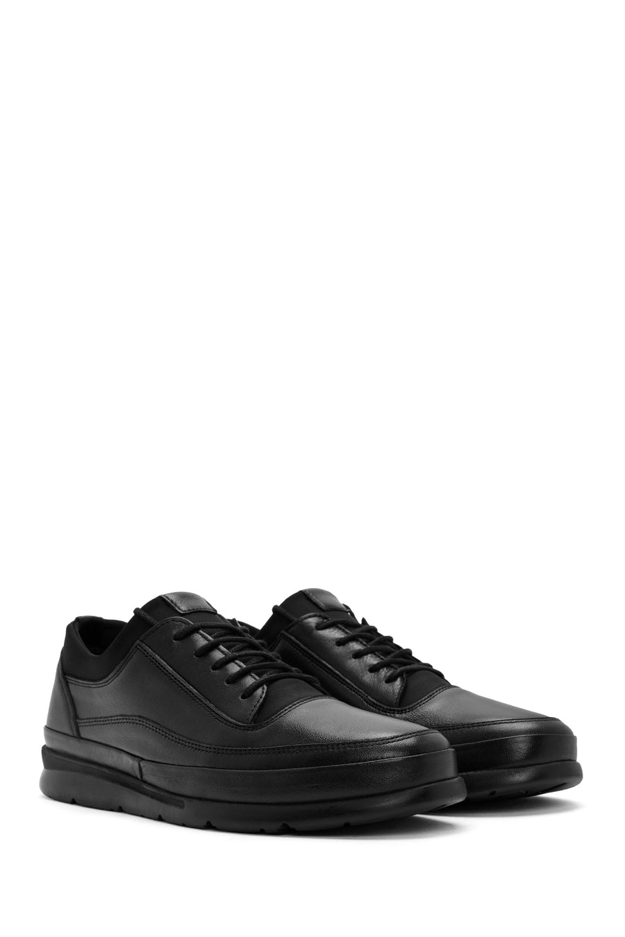 Male Black Lace-up Leather Casual Shoes