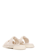 Women's Beige Leather Comfort Slippers | Derimod