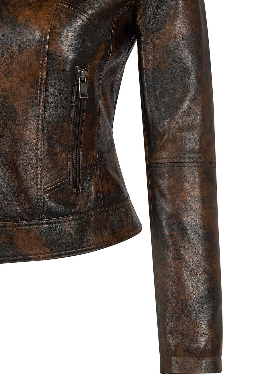 Kylie Woman Bronze Short Leather Jacket