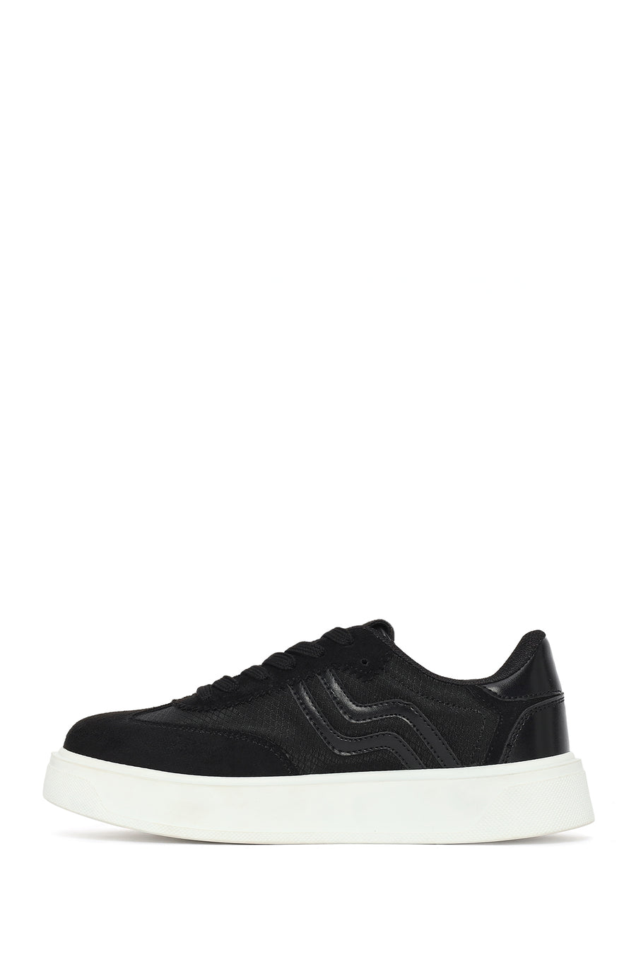 Woman Black Lace-Up Sneakers