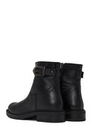 Woman Black Buckled Zip Closure Leather Casual Boots | Derimod