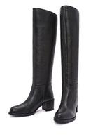Women's Black Thick Heel Leather Boots | Derimod
