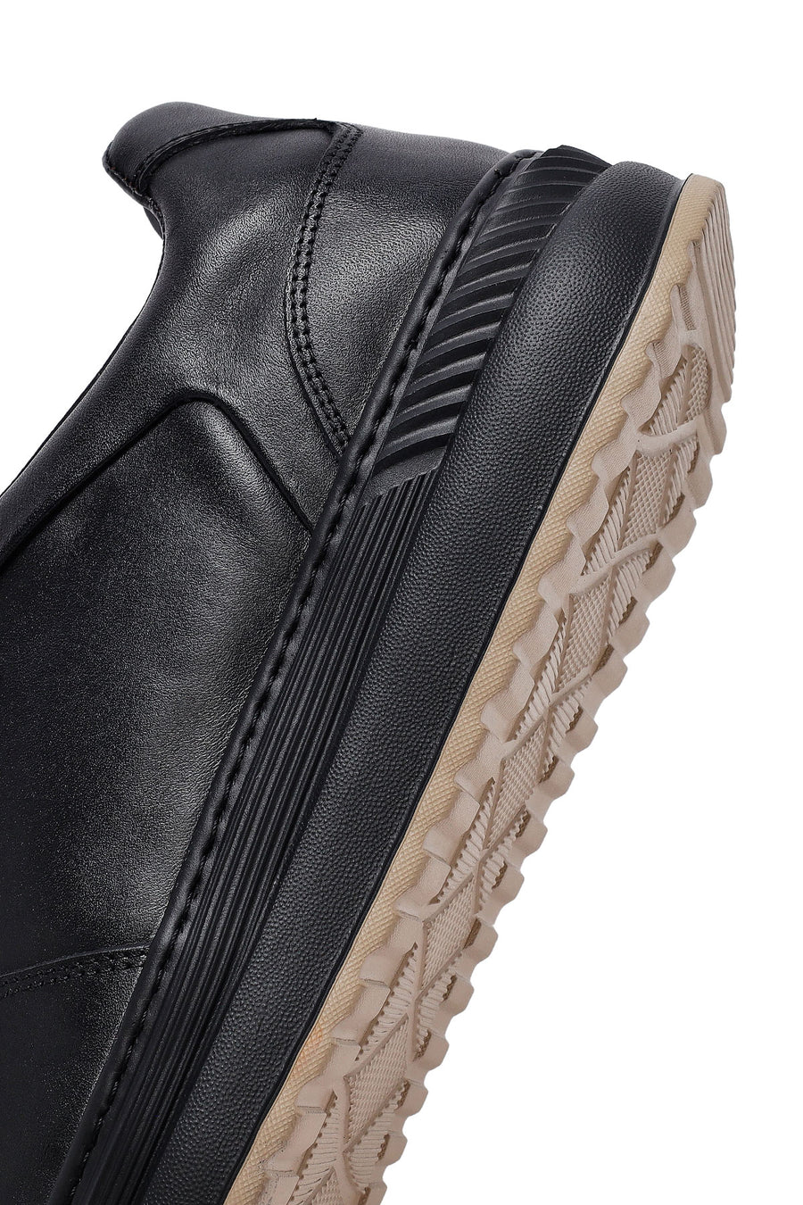 Erkek Siyah Bağcıklı Deri Sneaker