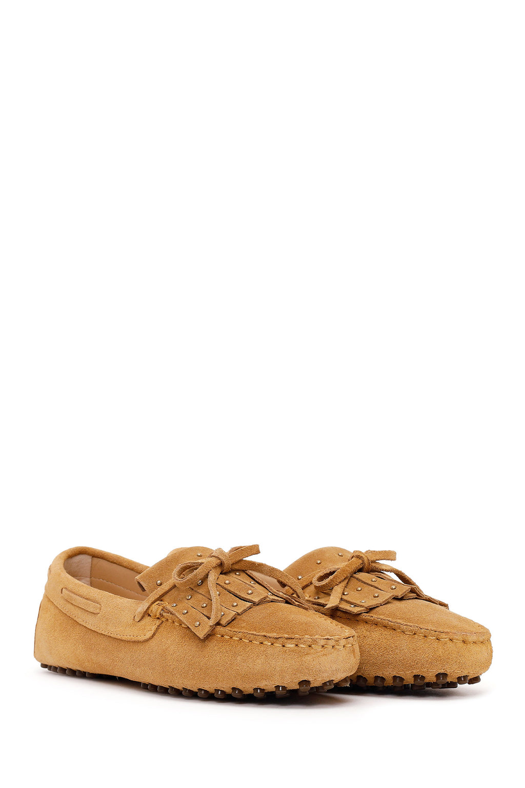 Kadın Camel Püsküllü Süet Deri Loafer