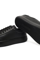 Erkek Siyah Bağcıklı Kalın Tabanlı Deri Sneaker | Derimod