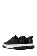 Erkek Siyah Bağcıklı Kalın Tabanlı Deri Sneaker | Derimod