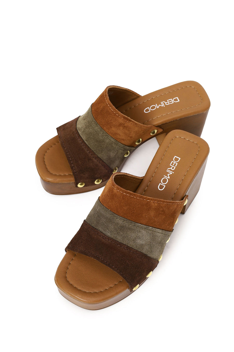 Woman Multicolored Thick-Heeled Suede Slipper