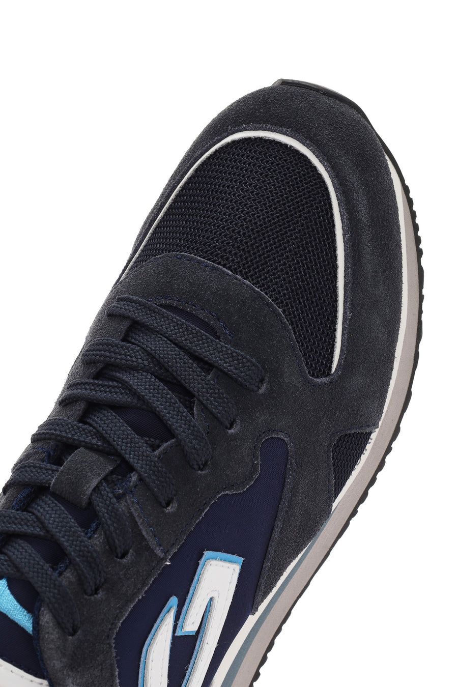 Alberto Guardiani Men's Navy Blue Wen Thick Sole Lace-Up Suede Leather Sneaker