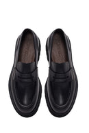 Male Black Thick-Soled Leather Loafer | Derimod