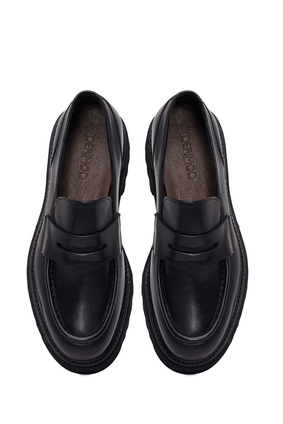 Male Black Thick-Soled Leather Loafer