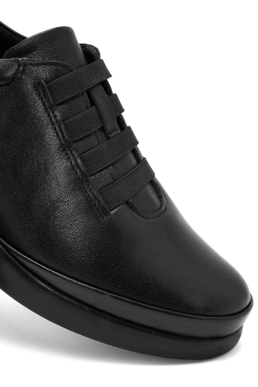 Women's Black Leather Comfort Shoes