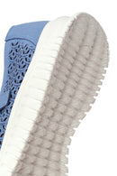Woman Blue Buckled Patterned Suede Comfort Shoes | Derimod