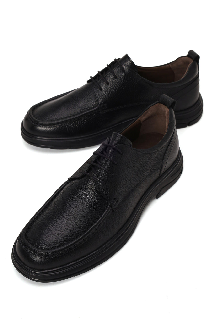 Male Black Lace-Up Leather Casual Shoes
