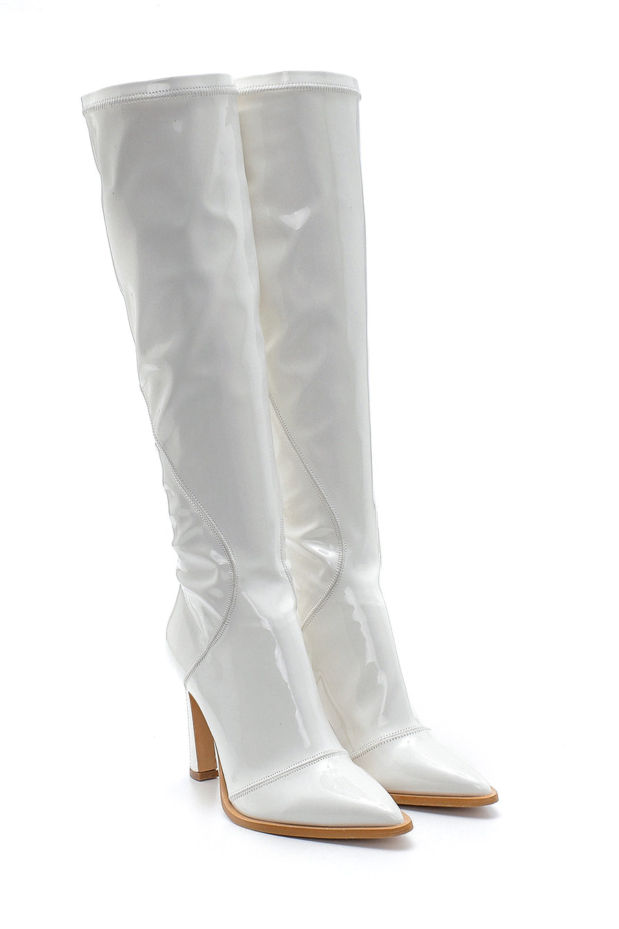 Women's Leather Patent Leather Heeled Boots