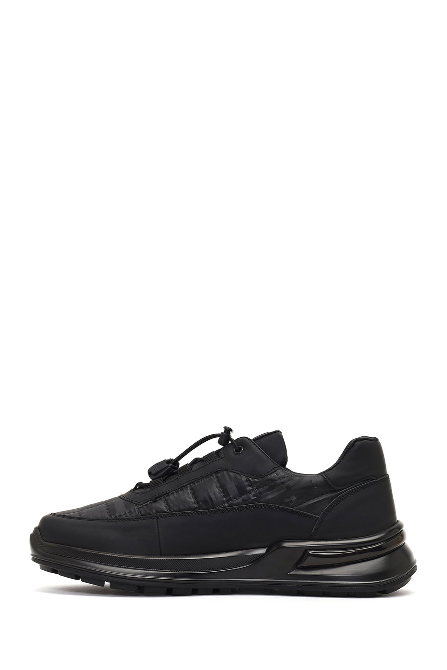 Erkek Siyah Kalın Tabanlı Deri Sneaker