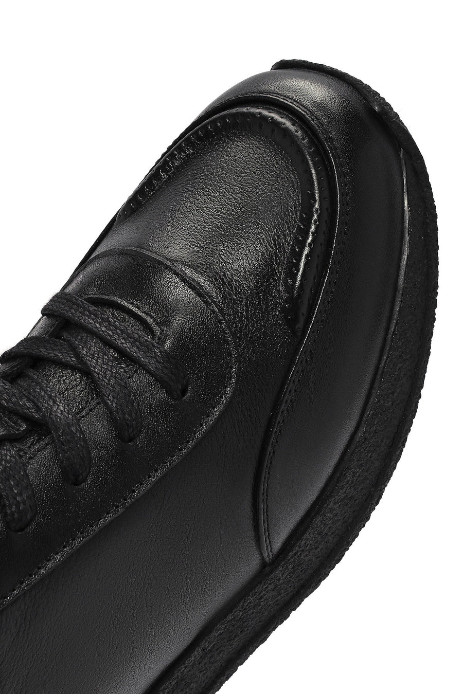 Erkek Siyah Bağcıklı Deri Sneaker