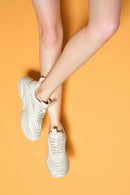 Kadın Bej Bağcıklı Kalın Tabanlı Sneaker | Derimod