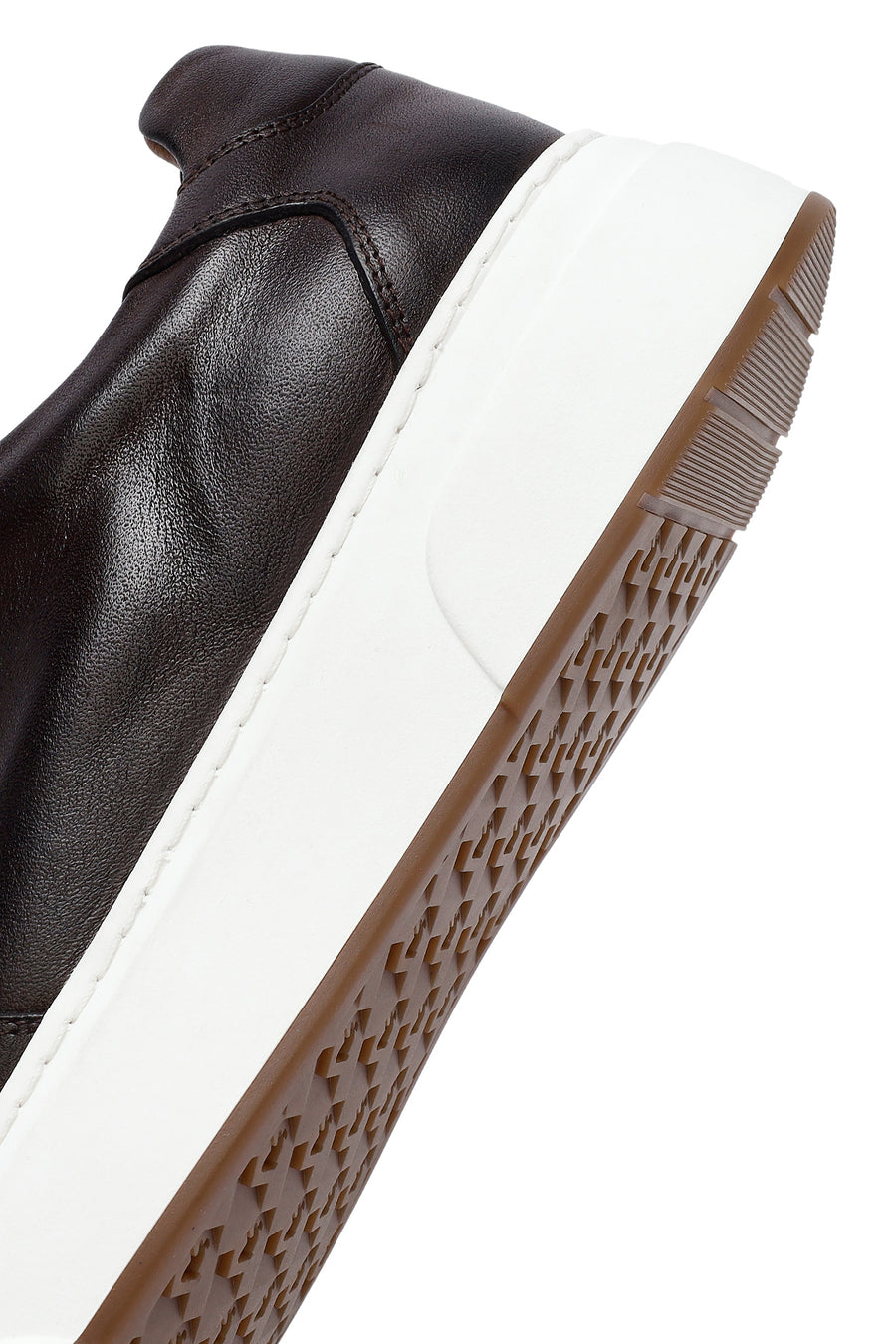 Erkek Kahverengi Bağcıklı Deri Sneaker